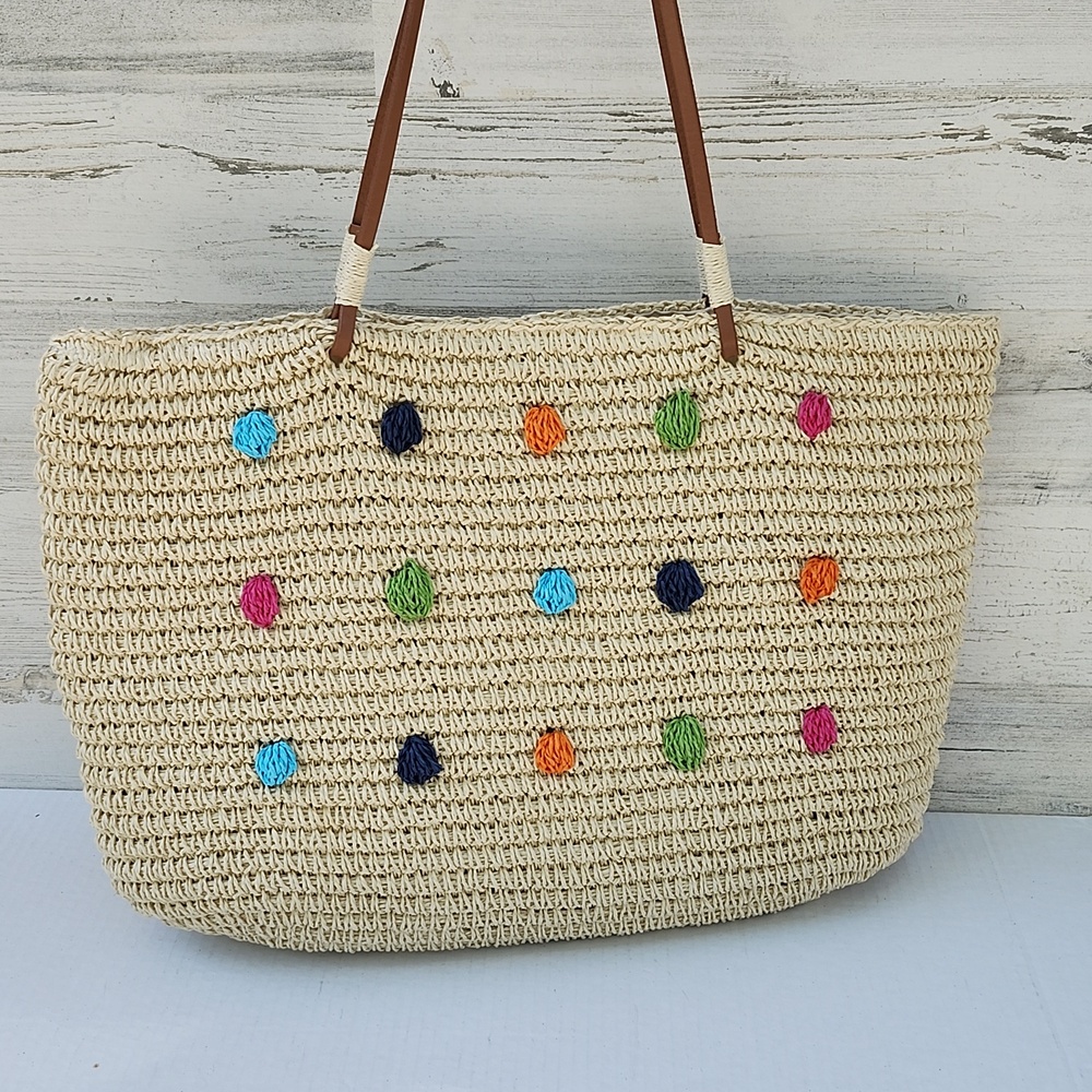 NWOT STRAW STUDIOS STRAW AND LEATHER TOTE